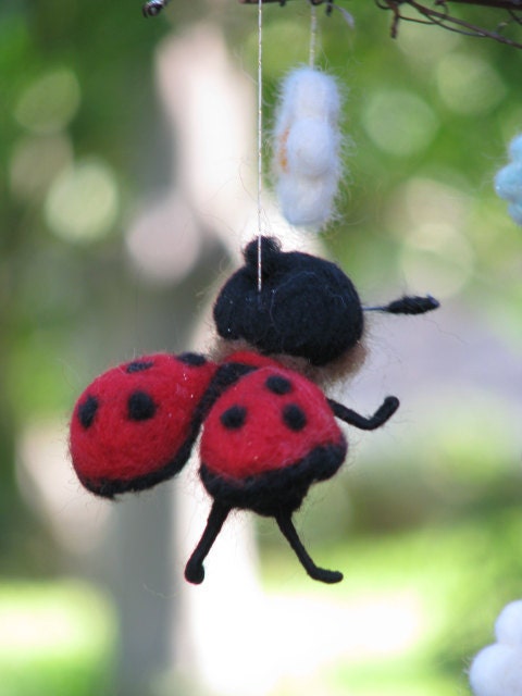Ladybirds  mobile, waldorf inspired, ready to ship