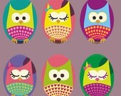 25x18mm Epoxy Resin Sticker Cabochon Handmade Cute Owl- 6