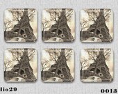 Eiffel Tower Cabochon Epoxy Resin Sticker Handmade Square 1 Inch - 6
