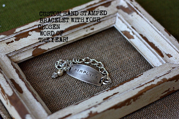 WORD of the YEAR Custom stamped Bracelet