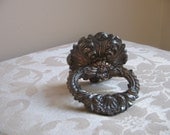 Vintage Silver Ornate Metal Drawer Pull Knob Finial, Victorian Style Steampunk Assemblage Salvage