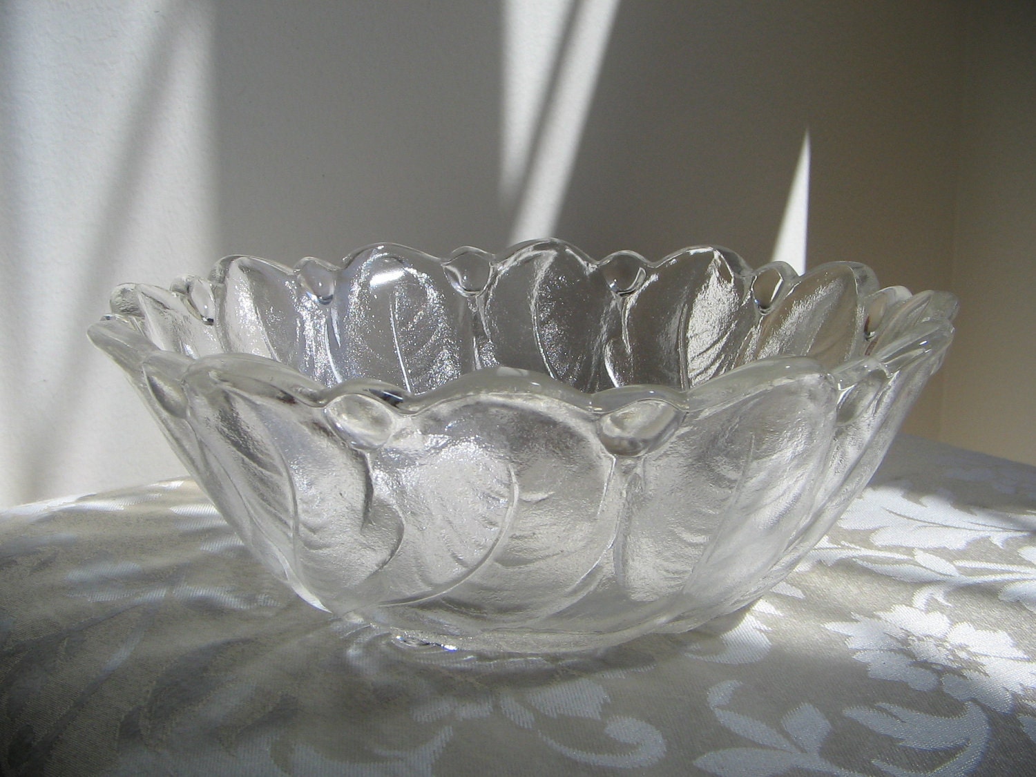 Vintage Indiana Glass Bowl Wild Rose Clear Flower Floral