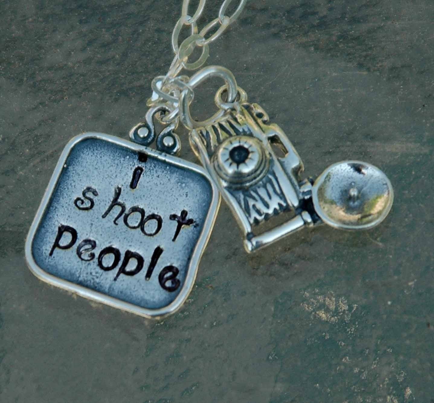 Hand Stamped Sterling Camera Charm Necklace- I Shoot People By Inspired Jewelry Designs
