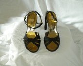 Vintage 70s Peau De Soie-Like Sandals, 5 1/2 M