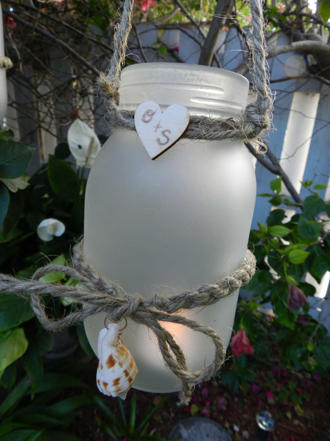 Set of 2 Nautical, Beach Theme Jar Tealight Holders for Weddings & Special Events