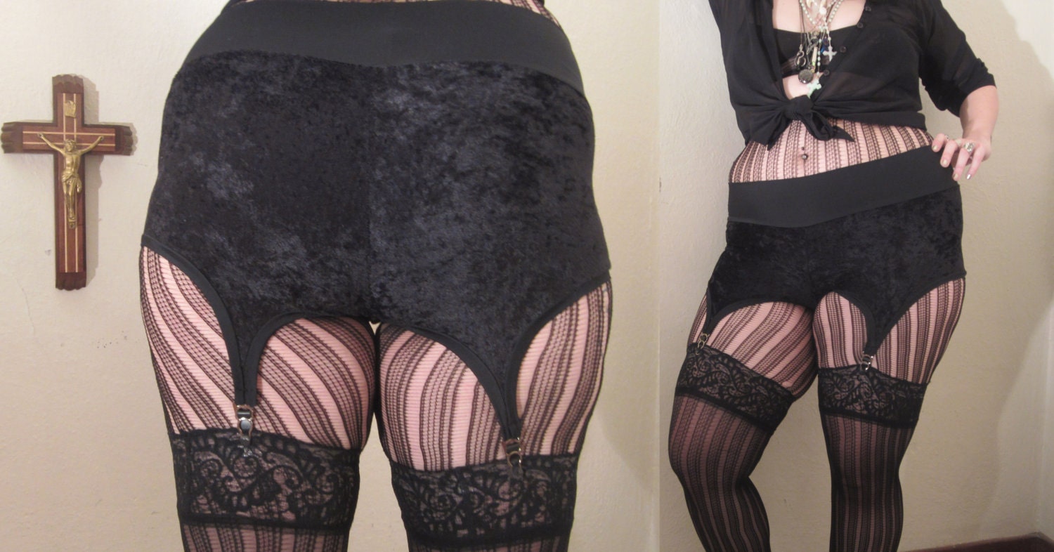 LIMITED EDITION Black Crushed Velvet Garter Shorts