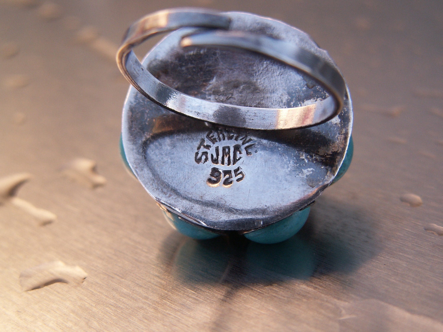 Vintage Mexican Silver Ring Turquoise Mexico Sterling Blue Taxco Size 7