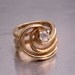 Vintage Ring 18 KT Gold Filled Abstract Rhinestone Modern Design Signed