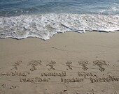Beach Writing Stick Figure Family of 8  in the Sand at the Jersey Shore