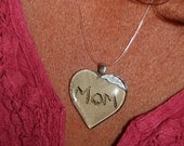 Mother's Day Mom Necklace Beach Writing Heart Written in the Sand Love