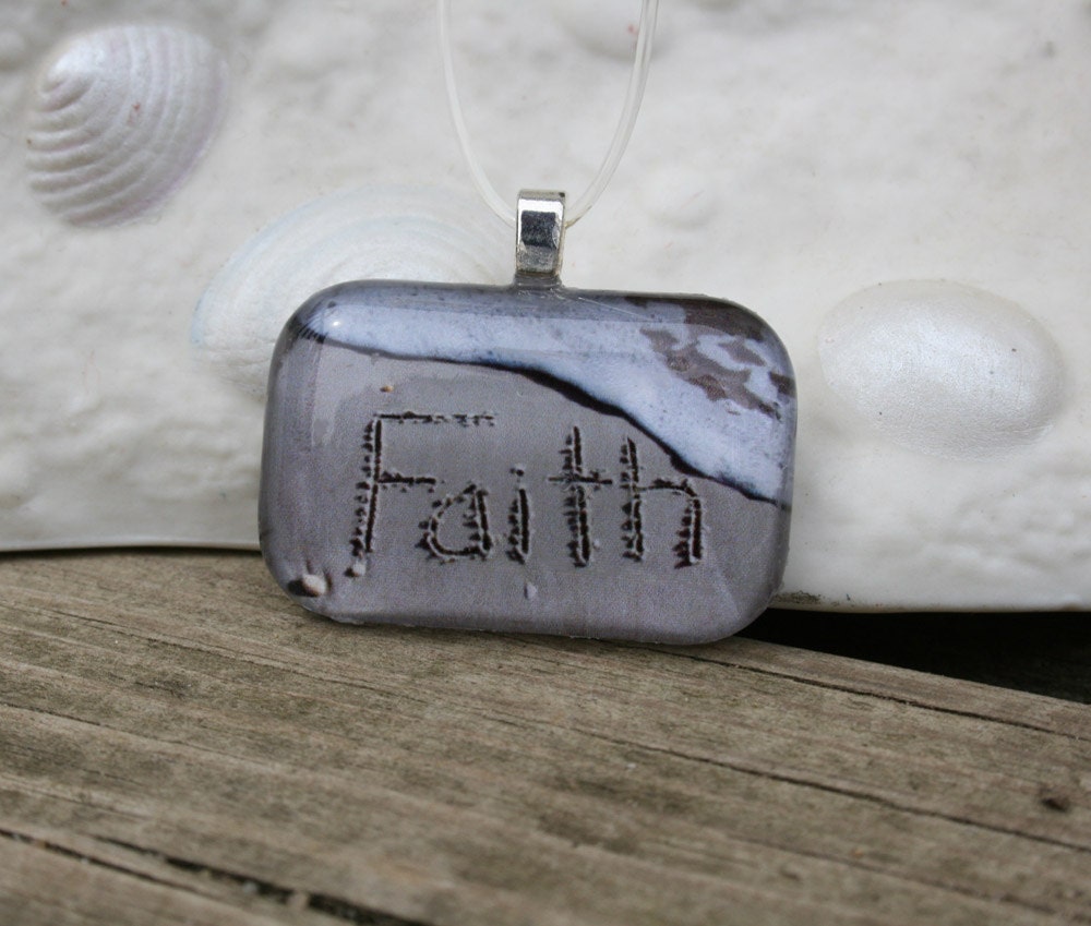 Faith Jersey Shore Custom Beach Writing Glass Necklace