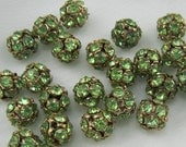 Pair or 2 Vintage Swarovski 8MM Peridot Green Rhinestone Bead Beads