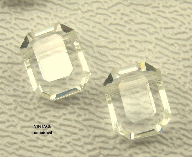 4 Vintage Swarovski Clear 5105 Rectangle Top Drilled Beads 10x 8mm - made in the 1960s