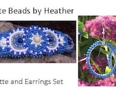 Blue Handmade Beaded Native Barrette Dangle Hoop Earrings Set NEW