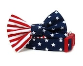 Custom Bow Tie Dog Collar - Uncle Sam - Red White and Blue