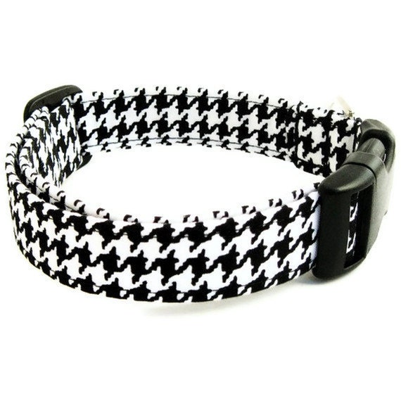 Houndstooth Dog Collar Black And White - The Executive
