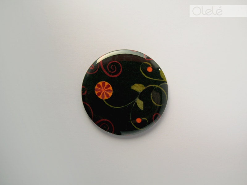 Black fabric covered pocket mirror