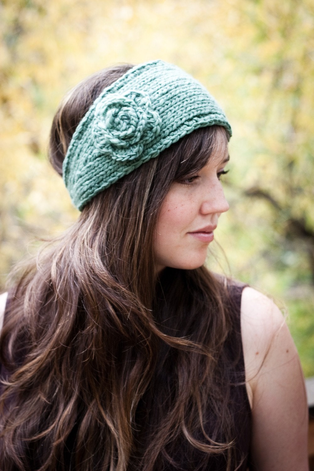 PATTERN Flower Headband Earwarmer (Knit and Crochet Pattern) PDF
