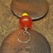 SIX DOLLAR earrings FuNkY round tangerine acrylic Czech Swirl Silver plated Ear Wire
