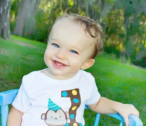 Personalized Birthday Monkey Polka Dot Mod Monkey Tshirt or Onesie Il_170x135