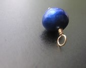 BLUE Pearl 14k gold fill wire wrapped Interchangeable bracelet charm and necklace pendant