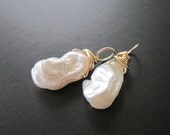 IVORY KESHI 14k gold fill Freshwater Pearl drops, Interchangeable earrings and necklace pendant