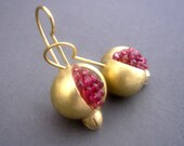 Pomegranate Earrings - Gold Tourmaline Ruby