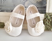Christmas in July Toddler Shoes - Soft Soled - Ivory Cream Sizes 5-9 Wedding/ Flower Girl - BitsyBlossom