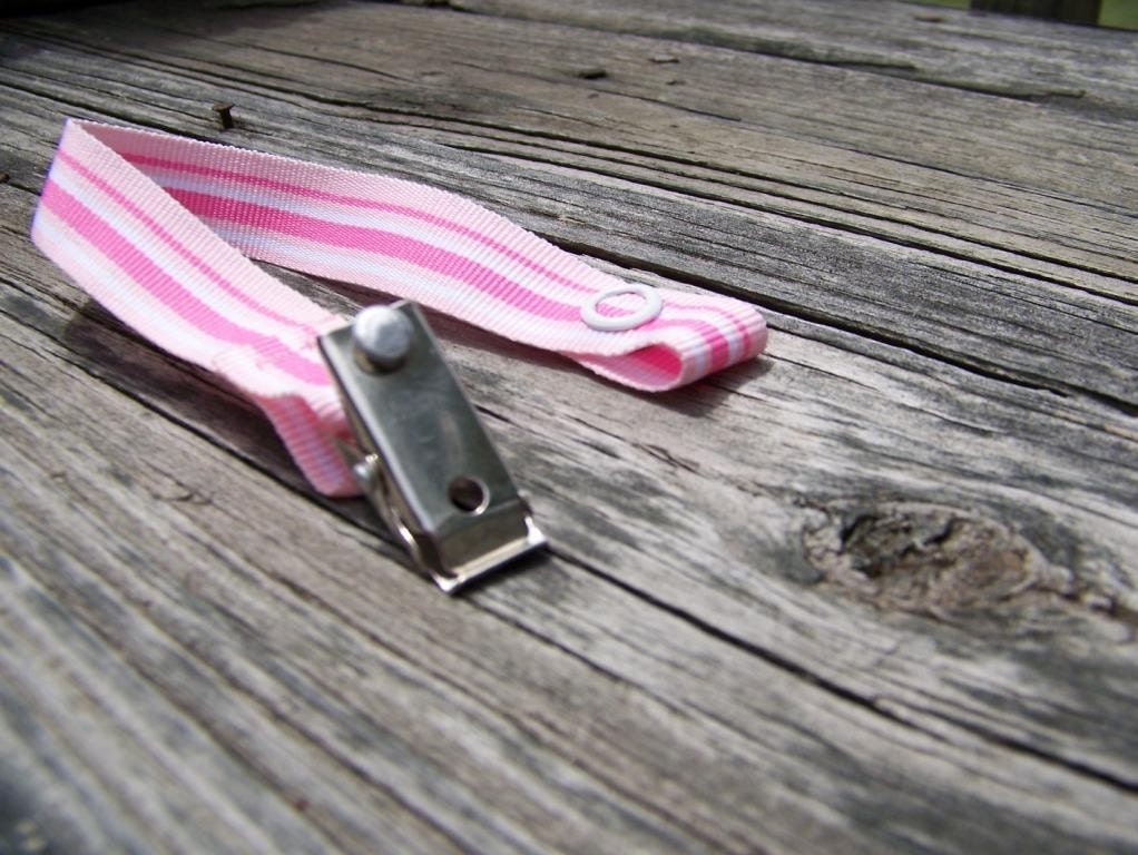 Pacifier Clip Pink and white