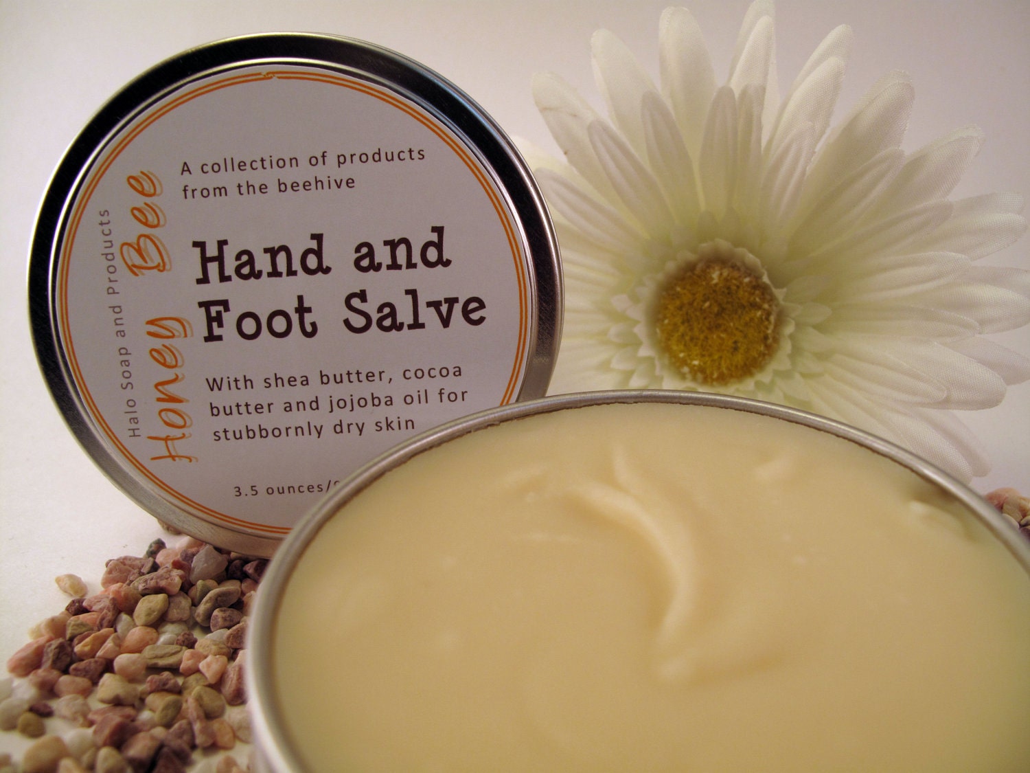 Honey Bee Hand and Foot Salve for Dry Hands, Feet, Elbows, Knees, Preservative Free