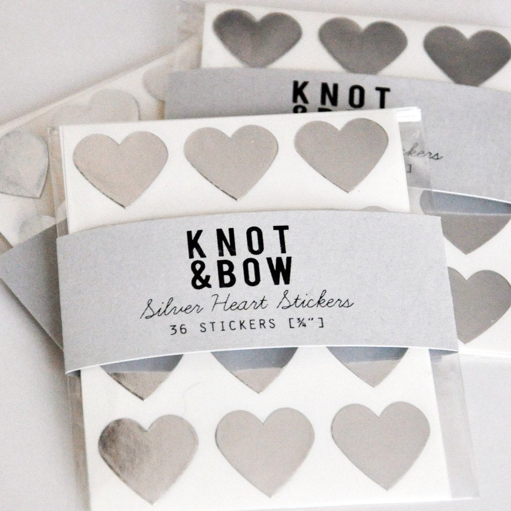144 Silver Heart Stickers - FREE SHIPPING