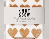 144 Kraft Heart Stickers - FREE SHIPPING