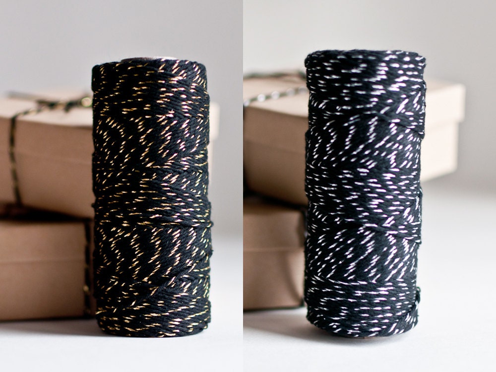 Black and Gold/Silver Glitter Twine Duo