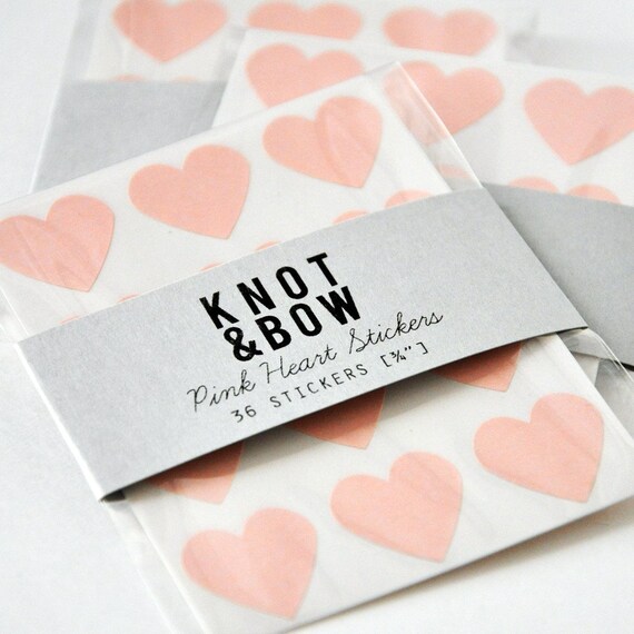 144 Pink Heart Stickers - FREE SHIPPING