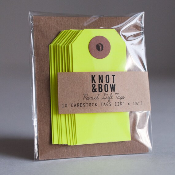 Neon Yellow Parcel Gift Tags / Set of 10