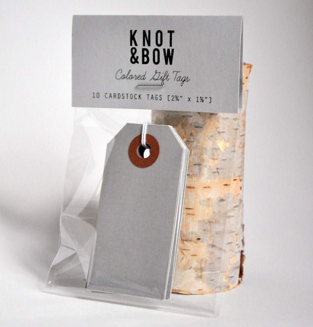 10 Gray Parcel Gift Tags