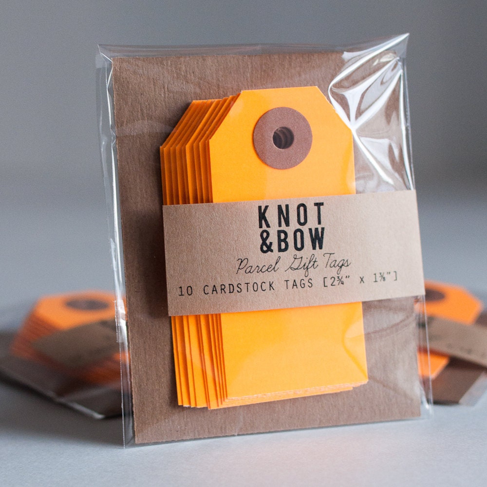 10 Neon Orange Parcel Gift Tags