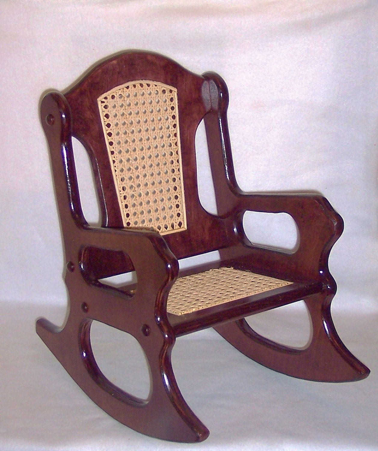 Wooden Rocking Chair - Mahogany and Cane