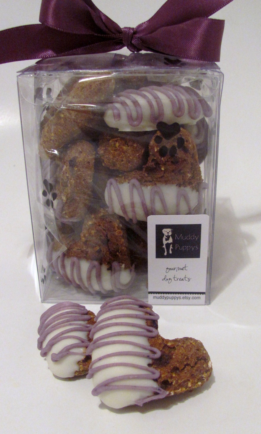 Dog Treats Handmade Muddy Puppys Gourmet Homemade All Natural Sweet Potato Apple Carrot Yogurt Purple Healthy Low fat Hearts Gift wrapped