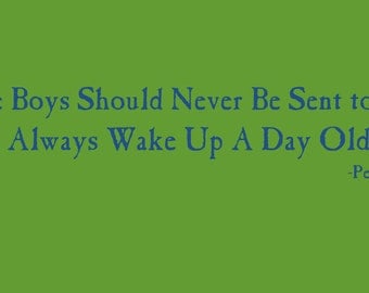 Little Boys Should Never Be Sent to Bed.  They always wake up a day older.  By Peter Pan.  Vinyl Wall Decal.  Choose your Color.