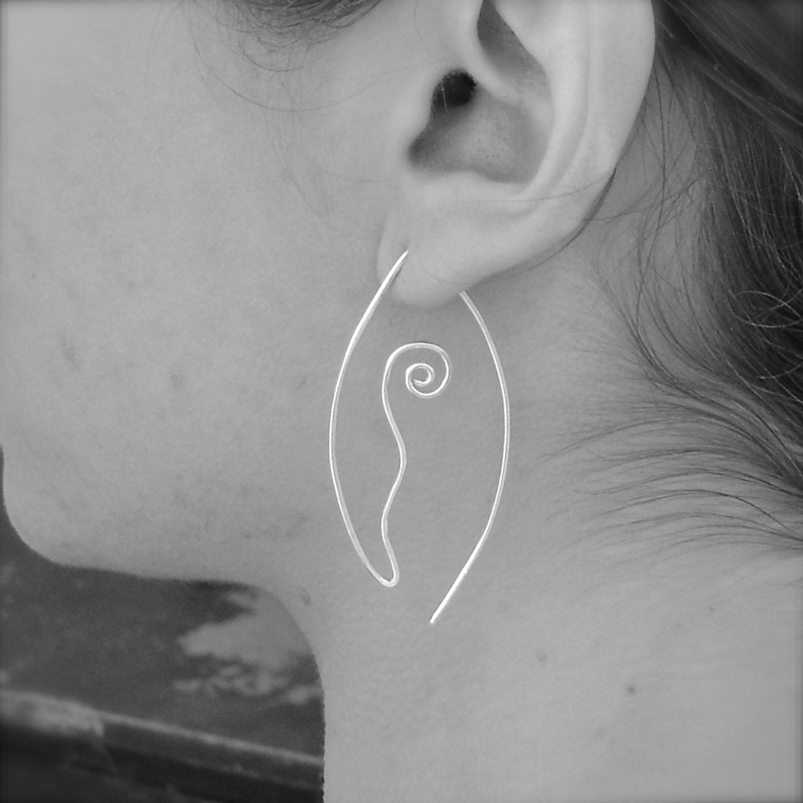 Secret Seed Earrings in Recycled Sterling Silver. Jewelry by FullSpiral on Etsy.