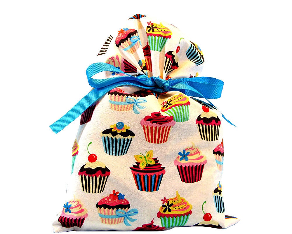 Birthday Gift Bag in Cupcake Fabric