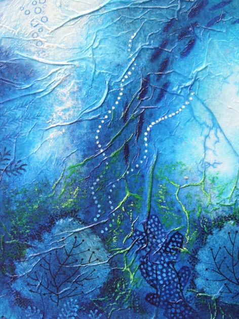 Art Painting - Original  Blue ooak Mixed media -