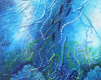 Art Painting - Original  Blue ooak Mixed media -