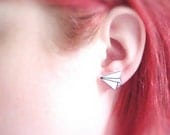 paper plane earrings, paper eairplane studs, retro. Handmade kitsch studs