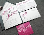 Sweeping Script Modern Wedding Invitation shown in Hot Pink, Black, White and Silver, Build-Your-Invite Collection - DEPOSIT