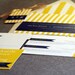 Preppy Chic Striped Wedding Invitation shown in Navy Blue, Yellow and White, Build-Your-Invite Collection - DEPOSIT