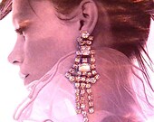 1950s Long Art Deco Clip Earrings Pendant-Style Sparkling Long Earrings Vintage Jewelry 50s artedellamoda