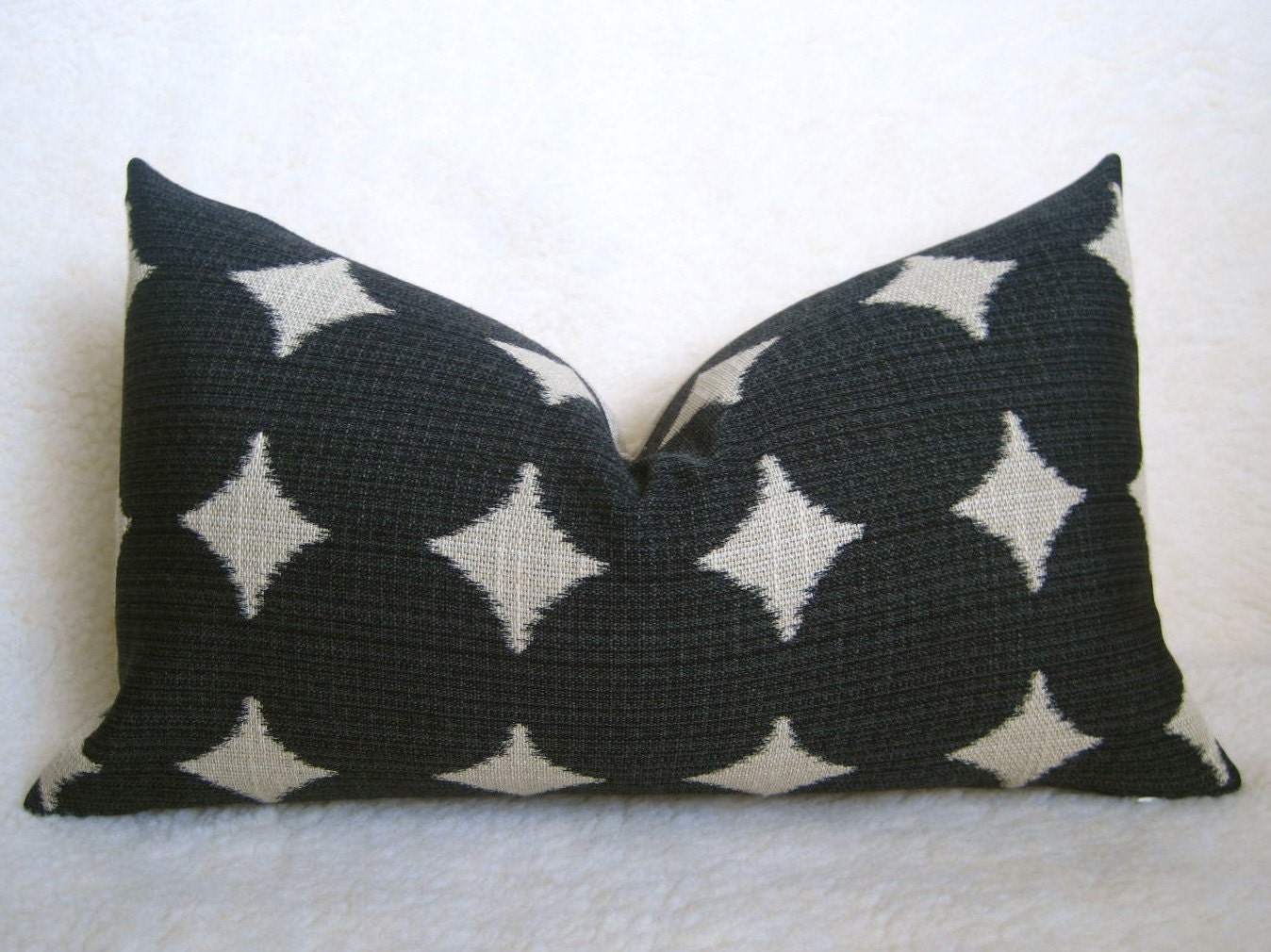 Dwell Studio - Ikat Dots - Decorative Pillow - Black - Linen - 12x18 inch - IKAT - Throw Pillow - Designer Pillow