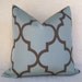 Moroccan Quatrefoil Lattice Designer Pillows - Teal - Taupe - 18 inch - Decoraitve Pillows - Trellis Pillows - Aqua Blue Pillow